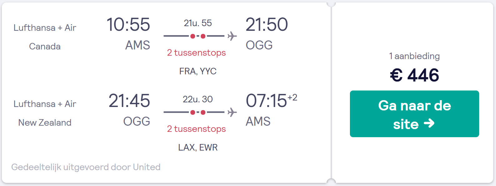 Vliegtickets van Amsterdam naar Hawaii