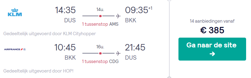 KLM Vliegtickets van Düsseldorf naar Bangkok v/a 385