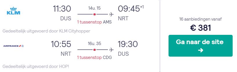 KLM + Air France Tickets naar Tokyo v/a 381