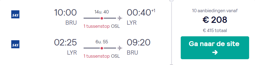 Retourtickets naar Spitsbergen