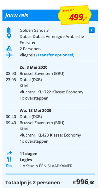 11-Daagse vakantie naar Dubai v/a 499